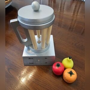 Wooden Toy Blender Set - Silver and Multicolor